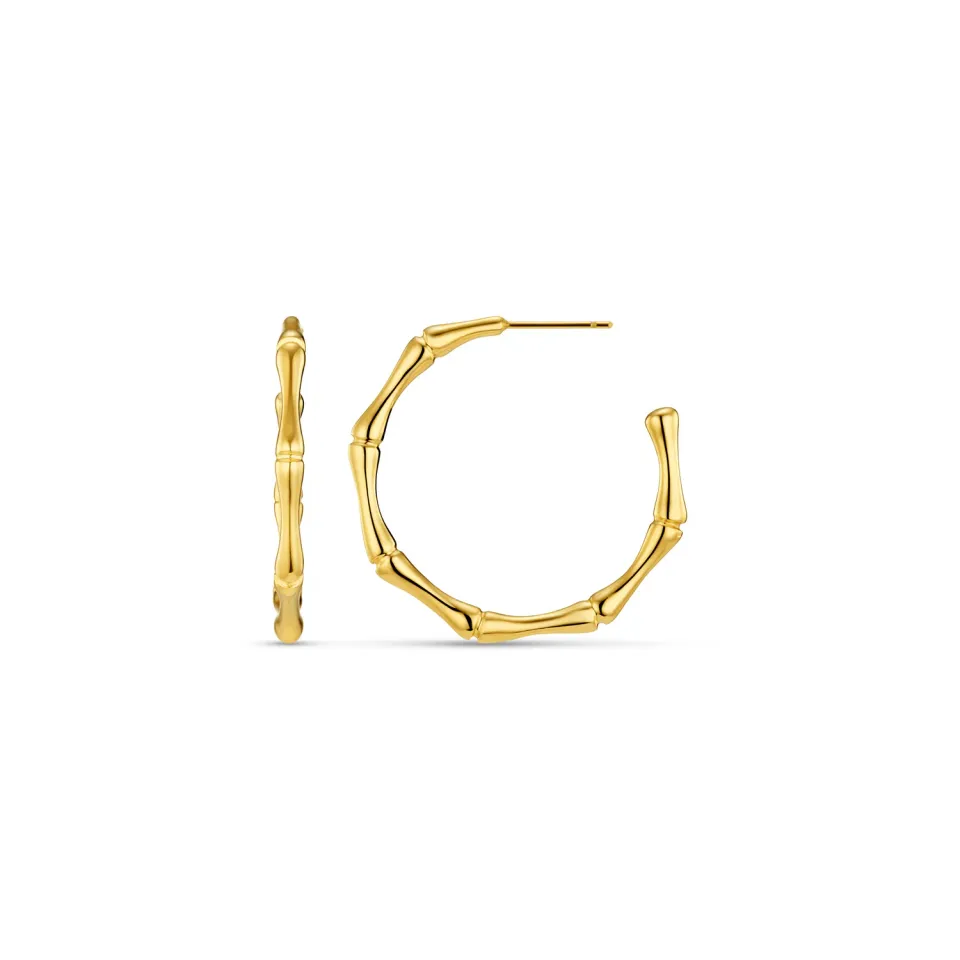 Orelia LUXE Polished Bamboo Large Hoop øreringe guld vandtæt