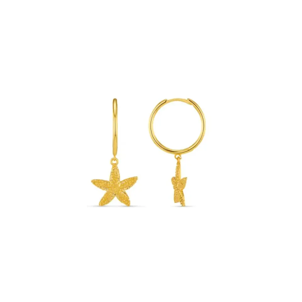Orelia Starfish Drop hoop øreringe guld
