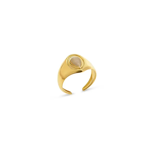 TIMI OF SWEDEN Malou ring stål guld 14,5 mm sten