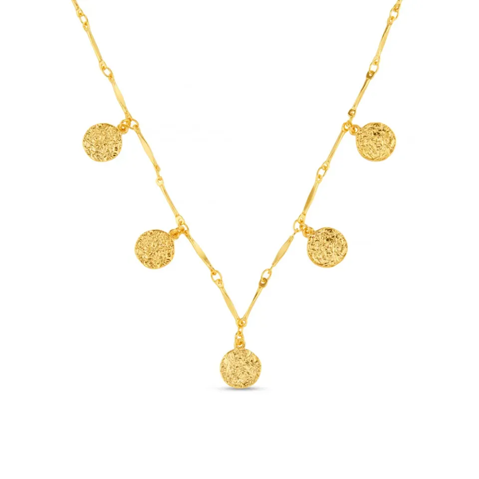 Orelia Mini Molten Coin Charm Necklace halskæde guld