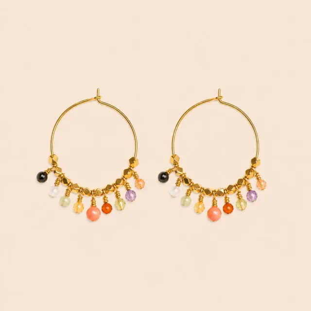Lulo Colorful Hoops øreringe perler 18K guldbelagt