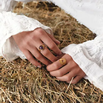 TIMI OF SWEDEN Helene circle ray ring forgyldt justerbar