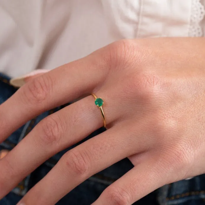 Sisi Copenhagen Gemma ring forgyldt grøn agat 4 mm