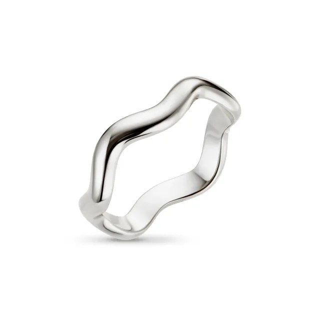 Orelia Polished Wave ring sølv bølgedesign