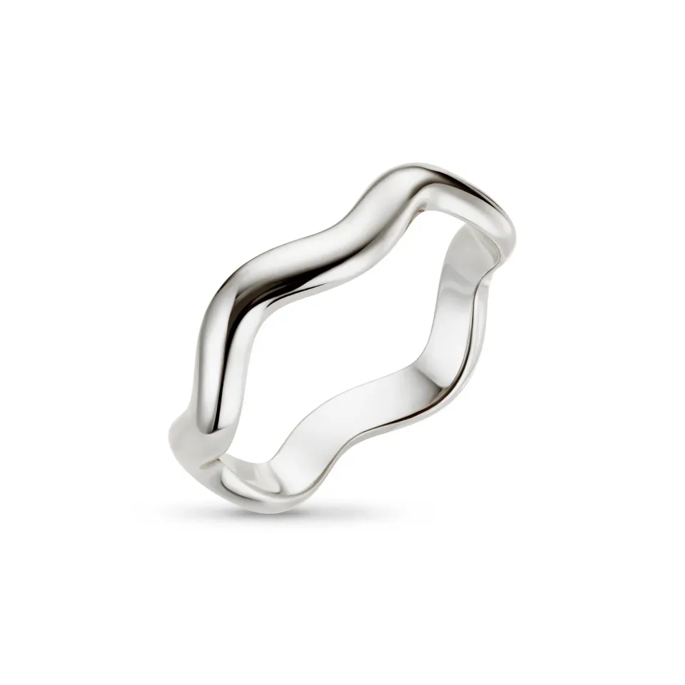 Orelia Polished Wave ring sølv bølgedesign