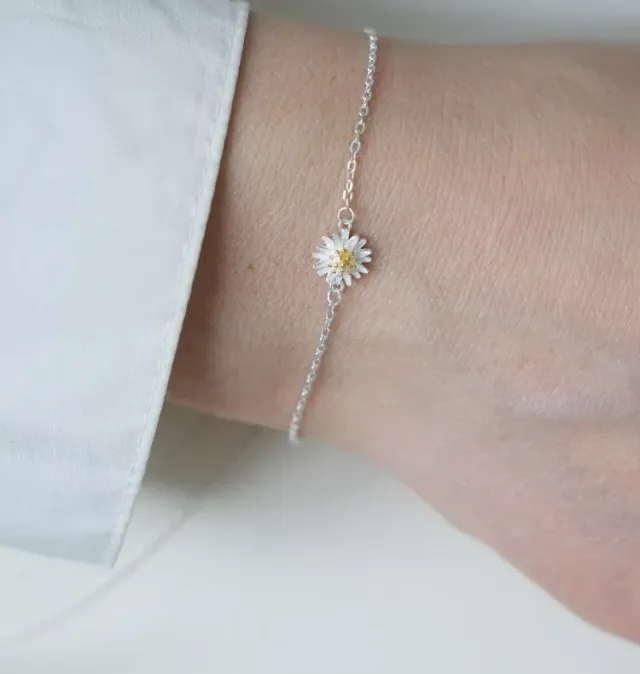 Wos Woodstock armbånd sølv 925 blomst 18,5 cm