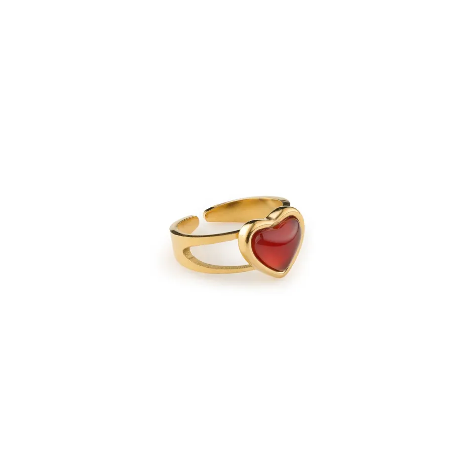 TIMI OF SWEDEN Sonja ring guld hjerte justerbar 12 mm