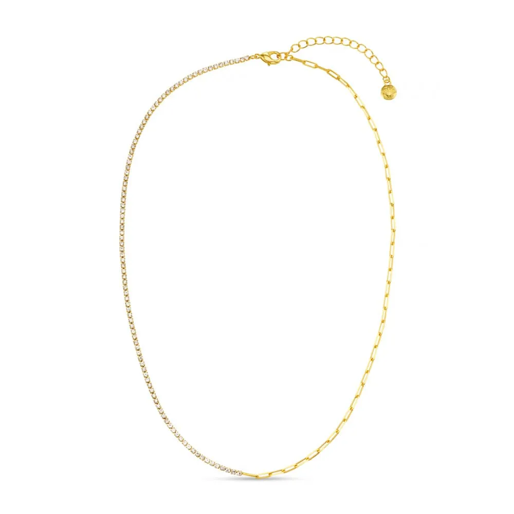 Orelia Asymmetric Crystal Chain halskæde guld