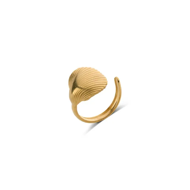 TIMI OF SWEDEN Ane Seashell ring åben vandtæt guld