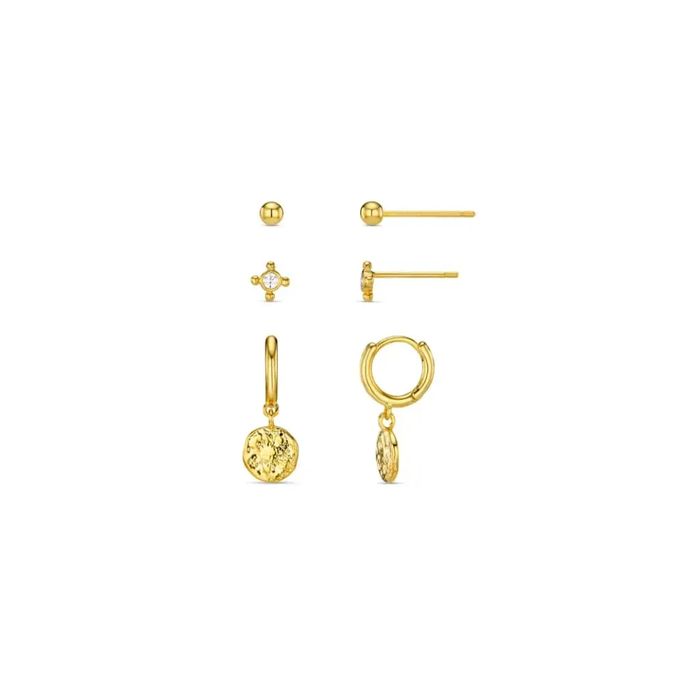 Orelia Micro Coin øreringe 6-pak forgyldt