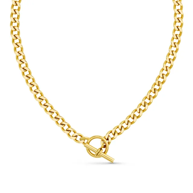 Orelia LUXE Flat Curb T-Bar halskæde guld