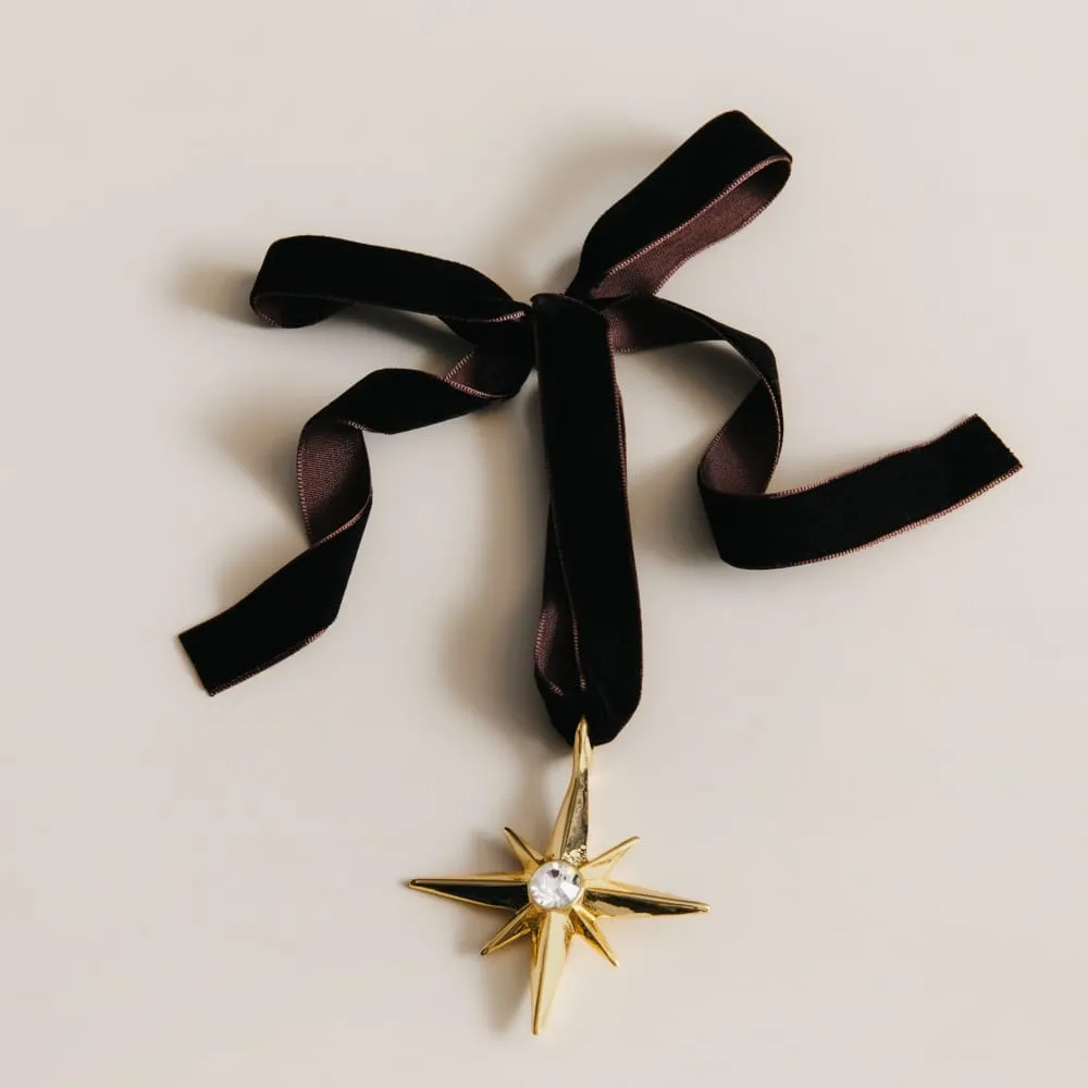 Orelia Crystal Star julepynt fløjlsbånd krystal