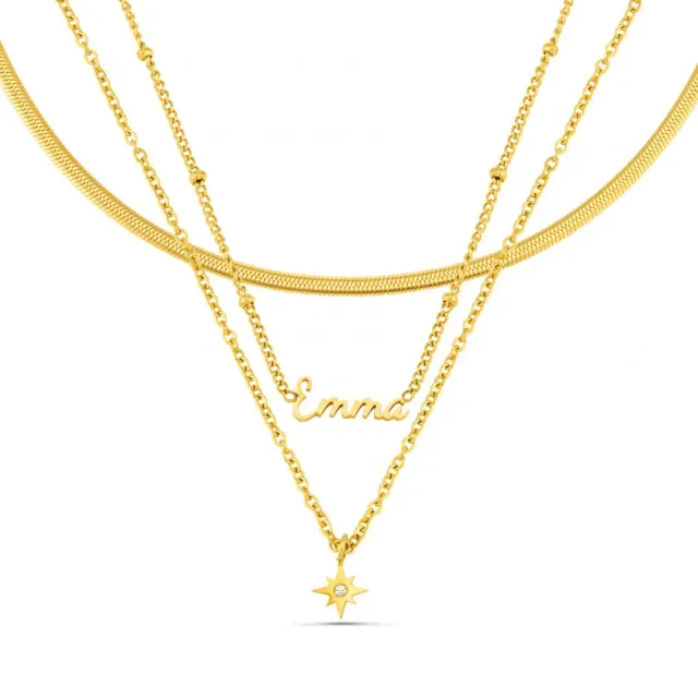 Orelia LUXE Personalised Multi-Row Name halskæde guld