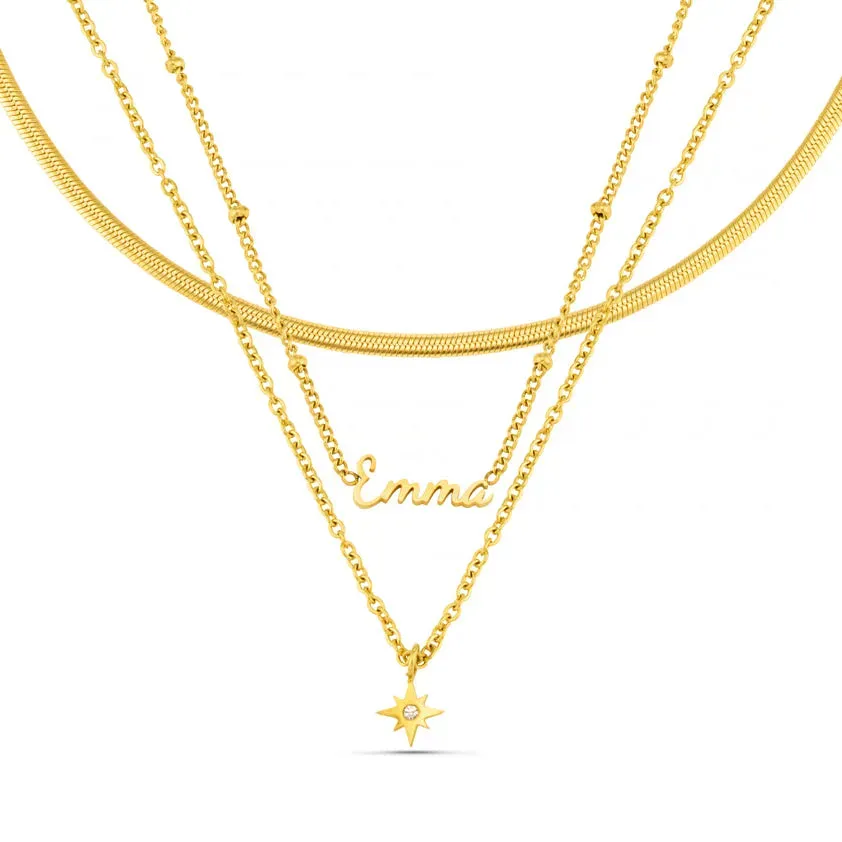 Orelia LUXE Personalised Multi-Row Name halskæde guld
