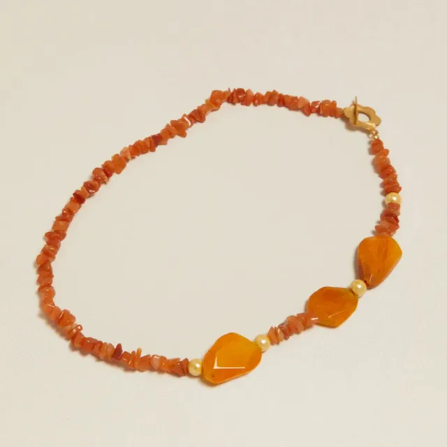 Orelia Vintage Carnelian perle halskæde rød