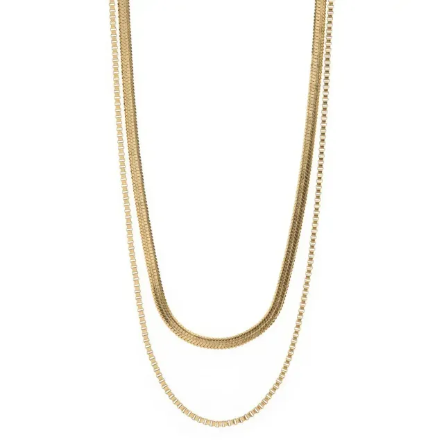 TIMI OF SWEDEN Double Snake Chains halskæde forgyldt 42 cm