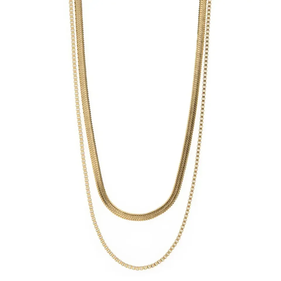 TIMI OF SWEDEN Double Snake Chains halskæde forgyldt 42 cm