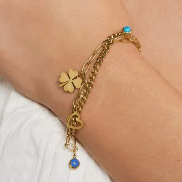 TIMI OF SWEDEN Edeline charm armbånd 16+5 cm forgyldt