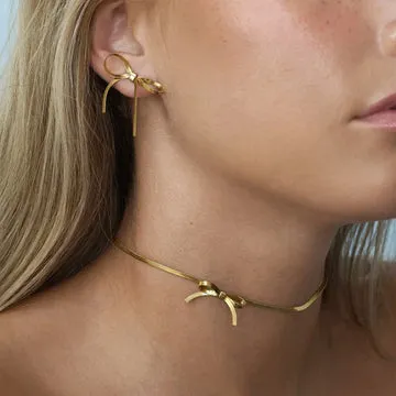 Timi of Sweden Juliette sløjfe halskæde forgyldt 33+5 cm vandtæt
