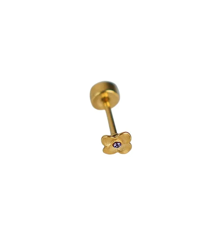 Wos Blue Flower ørestik guld enkelt 4 mm