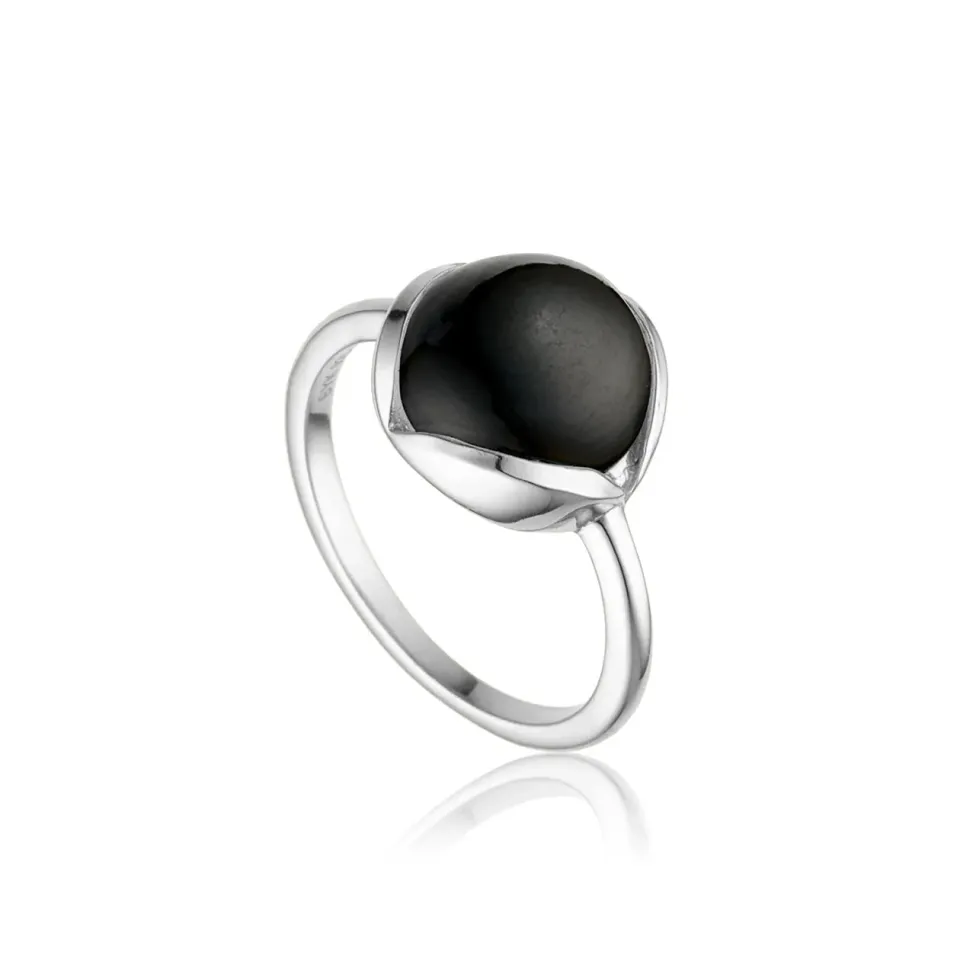 Bykjaergaard Glory ring i sølv med sort onyx 10 mm