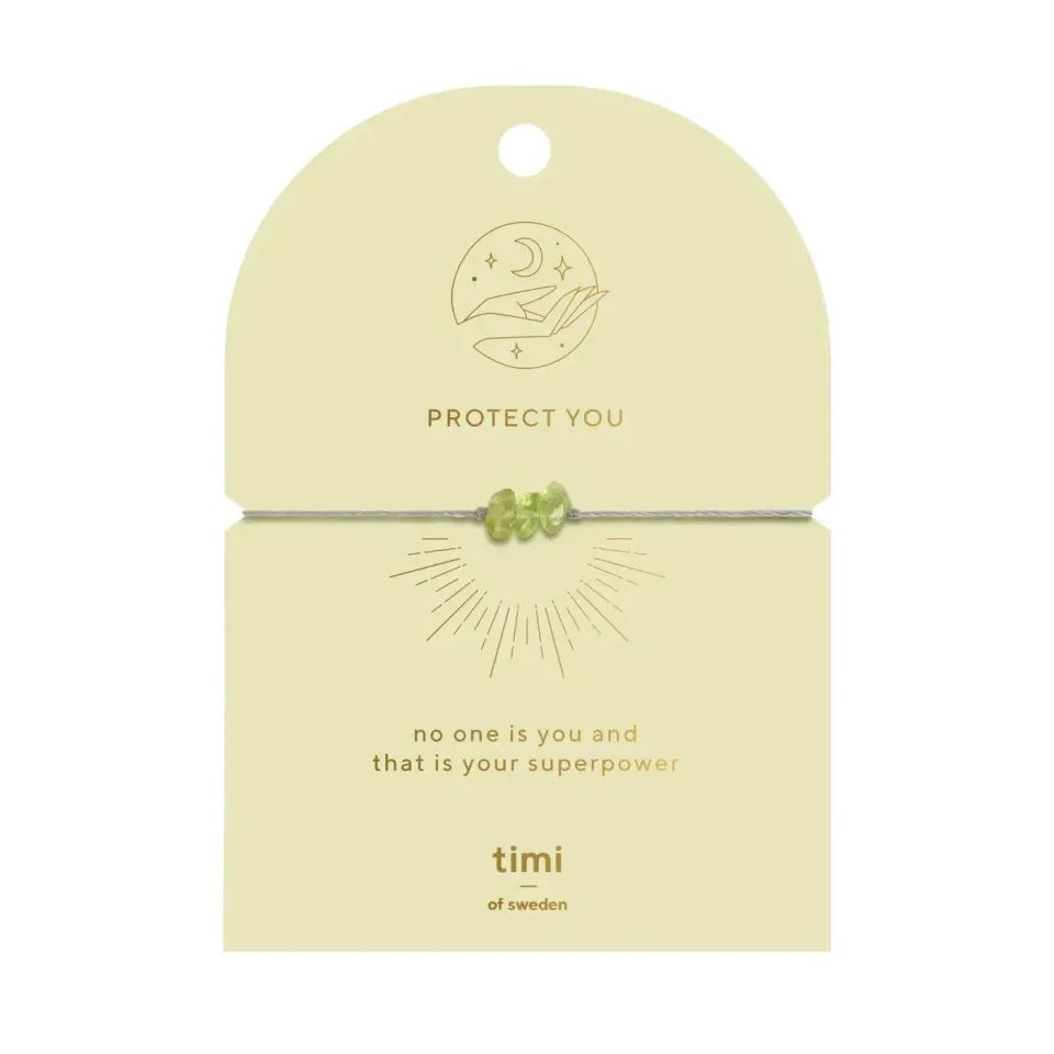 TIMI OF SWEDEN Peridot Chip armbånd forgyldt grønne sten