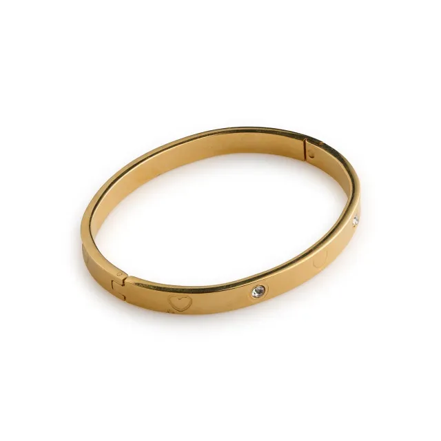 TIMI OF SWEDEN Gia armring hjerte krystal guld 60 mm