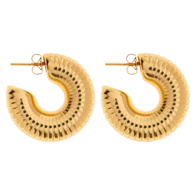 TIMI OF SWEDEN Arlo hoops chunky ribbet 11 mm forgyldt