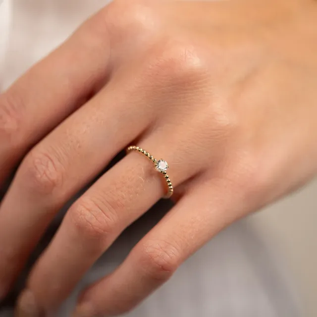 Sisi Copenhagen Ingrid Crystal solid gold ring guldring 9 karat zirkon