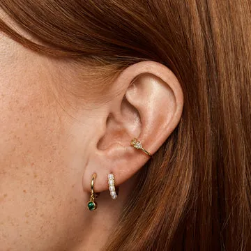 TIMI OF SWEDEN Brave Green Crystal hoops guld