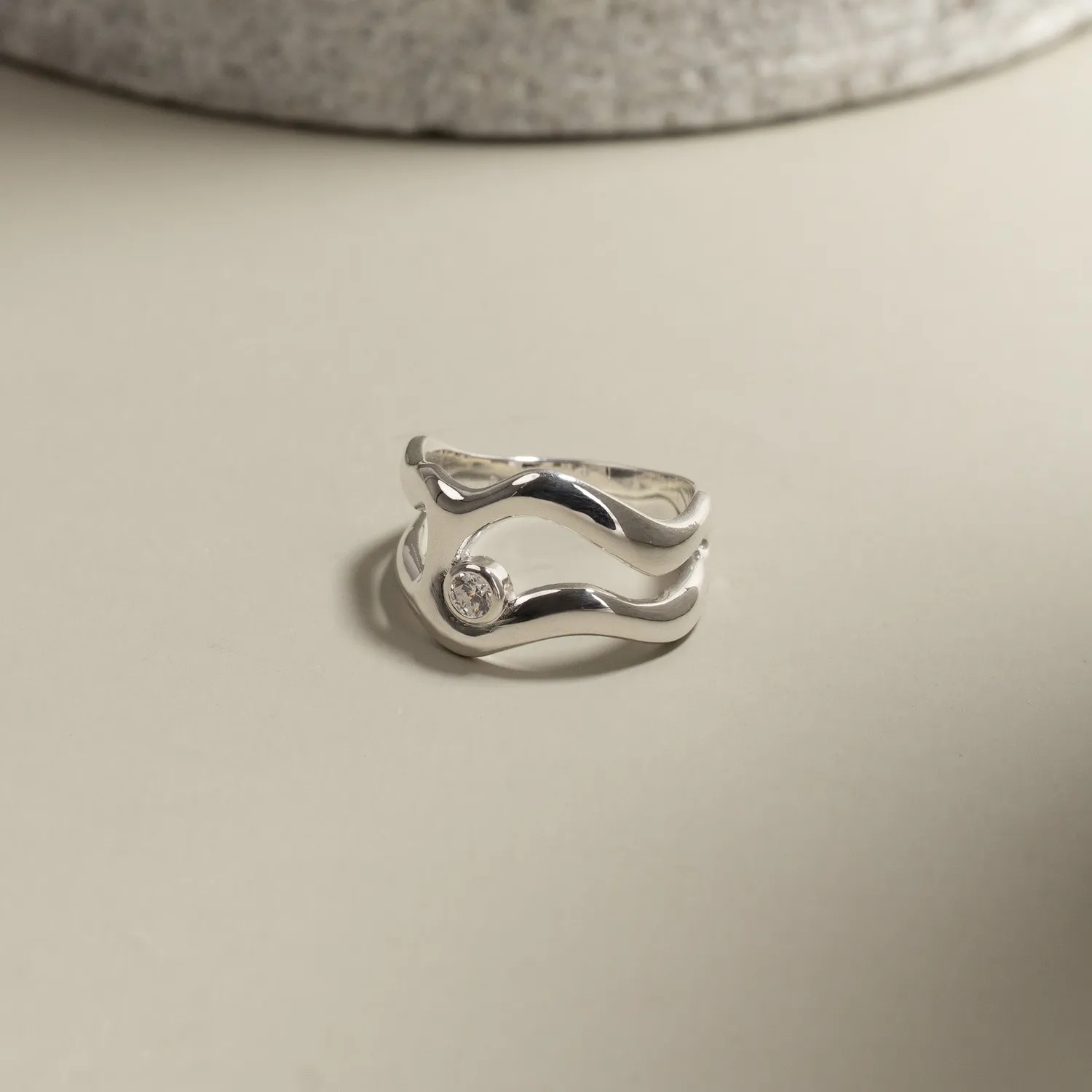 Sisi Copenhagen Astra Crystal sølvring 52 klar zirkon