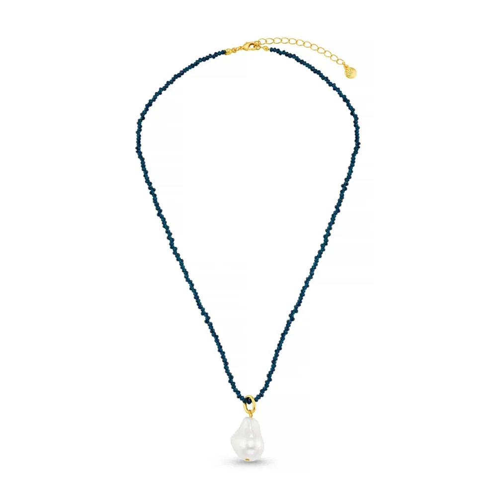 Orelia Blue Bead & Pearl halskæde blå