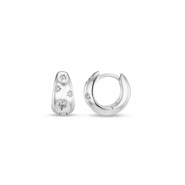 Orelia Tapered Crystal Starburst Huggie øreringe sølv