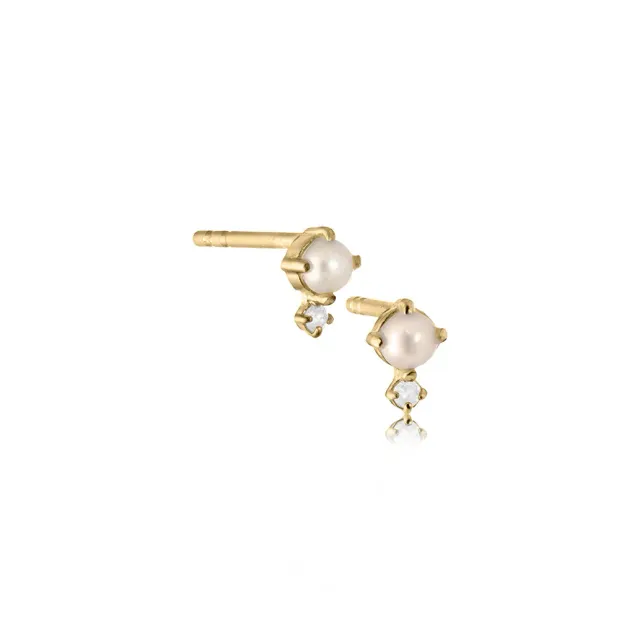 Bykjaergaard Glow øreringe guld med perle diamant