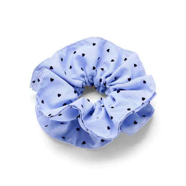 Orelia Heart scrunchie lyseblå hjerteprint stor