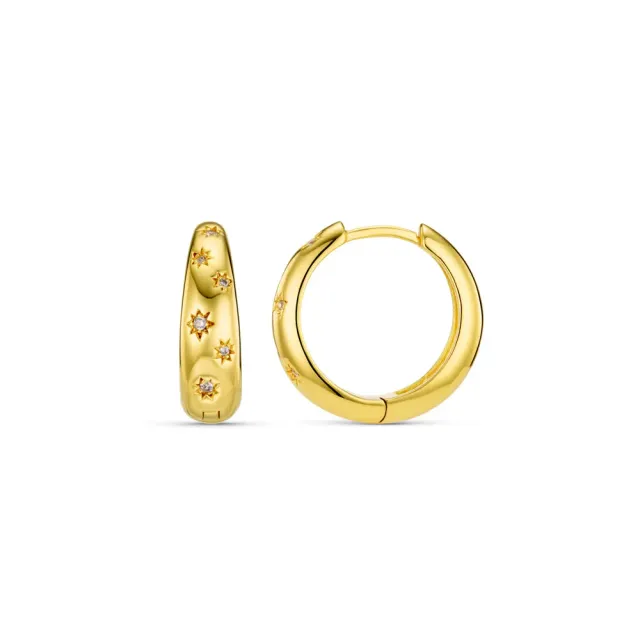 Orelia Starburst Tapered Hoop øreringe forgyldt mid-size