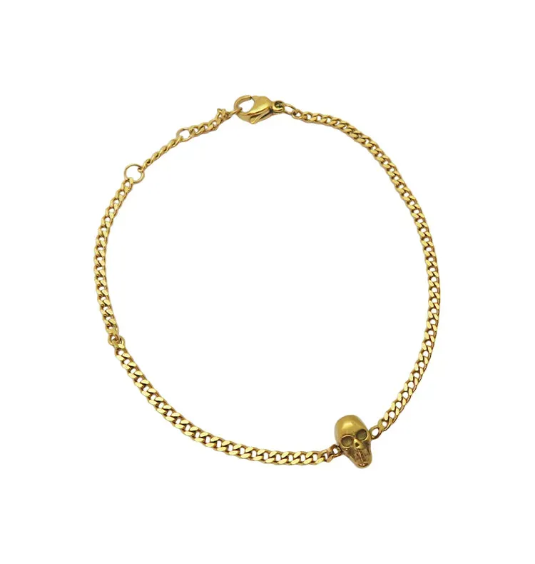 Wos Angus armbånd guld kranie 18 cm forgyldt