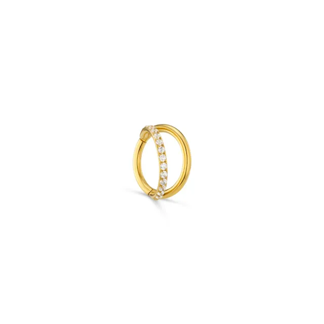 Orelia Double Row Pavé clicker hoop øreringe guld