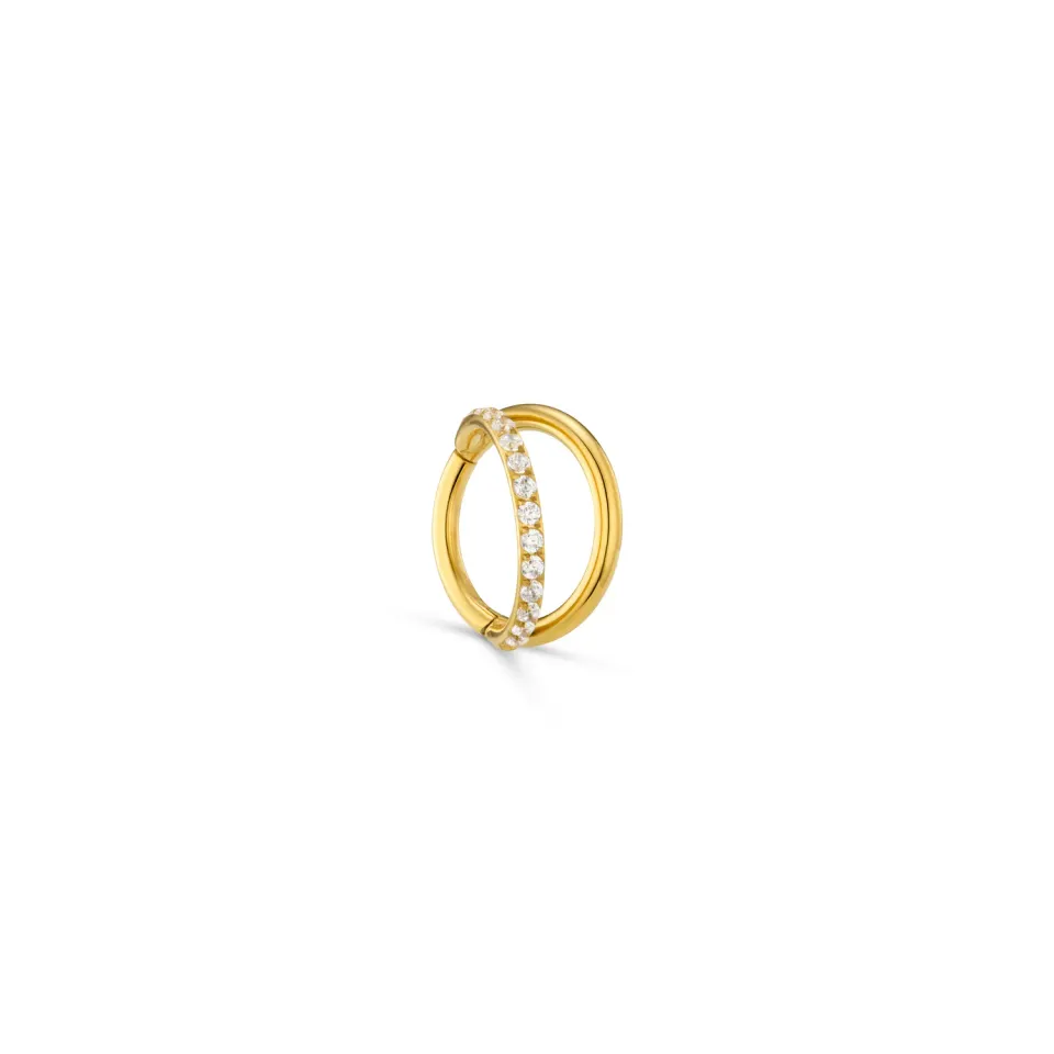Orelia Double Row Pavé clicker hoop øreringe guld