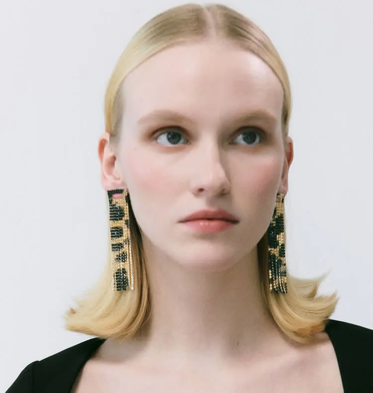 Wos WOS UP Antje øreringe leo sort guld 8 cm
