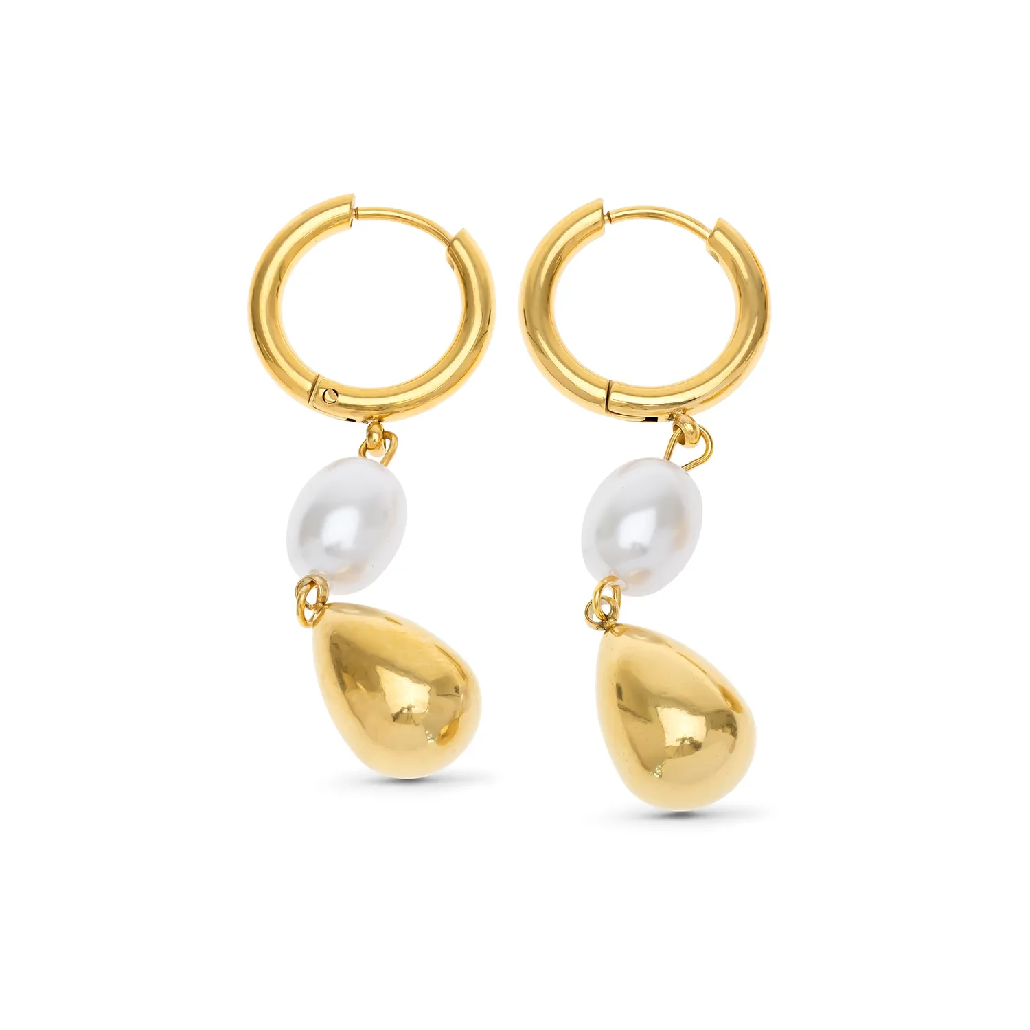 TIMI OF SWEDEN Laura perleøreringe hoops forgyldt 16,7 mm