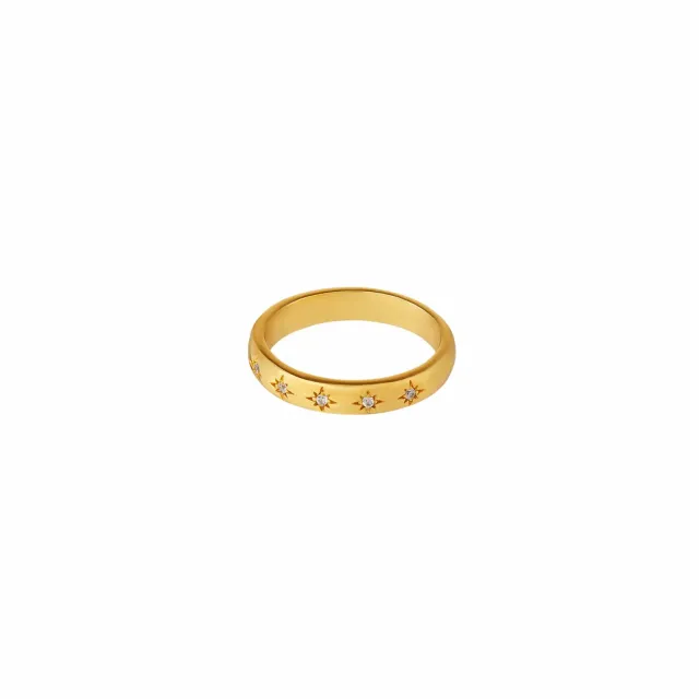 Orelia Crystal Engraved Starburst ring guld krystal S/M
