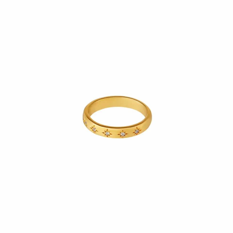 Orelia Crystal Engraved Starburst ring guld krystal S/M