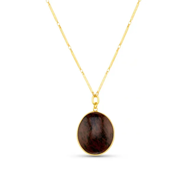 Orelia Semi-Precious Obsidian halskæde forgyldt lang