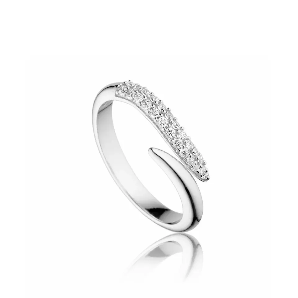 Bykjaergaard Curve ring sølv zirkonia str. 54