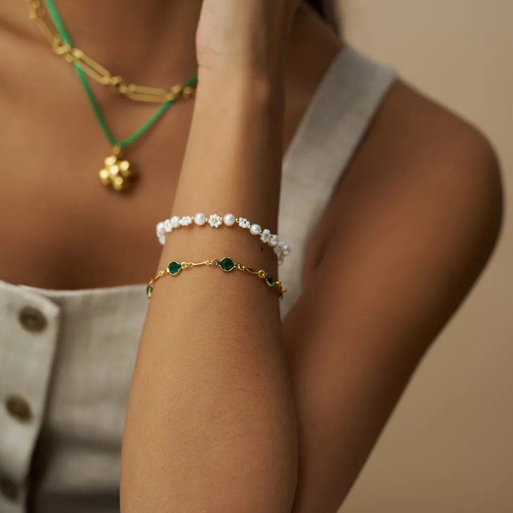 Orelia Clover Charm snorhalskæde forgyldt grøn