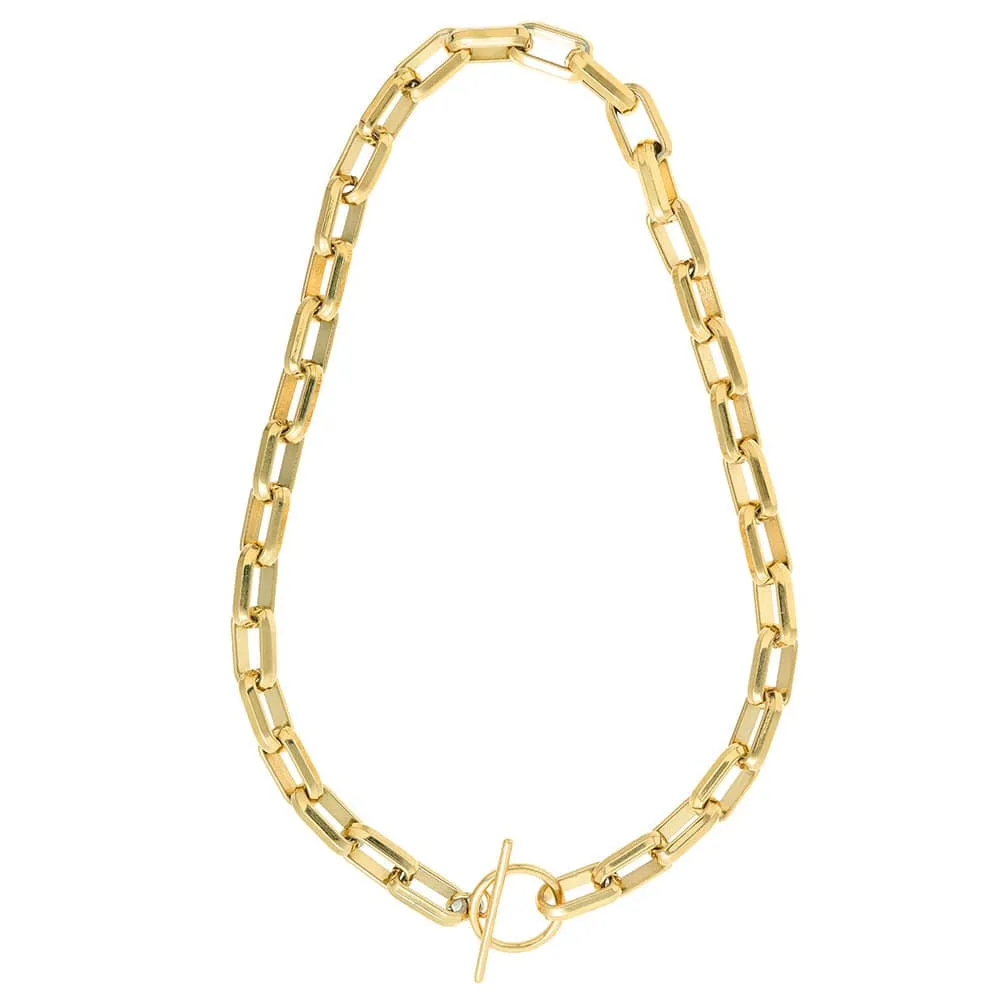 Orelia LUXE Rectangle Link T-Bar halskæde guld chunky