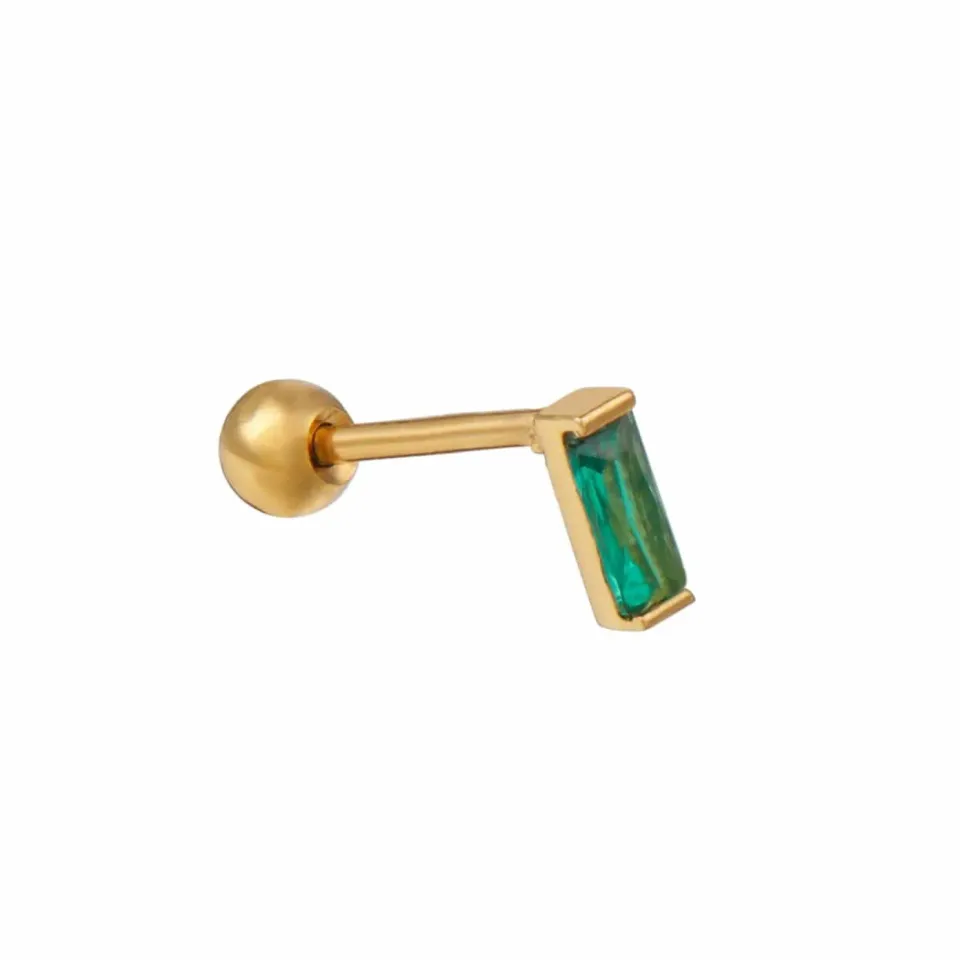 Orelia Emerald Baguette labret piercing guld smaragd