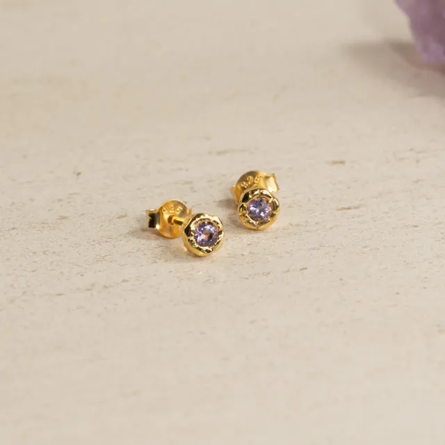 Sisi Copenhagen Selene Purple Amethyst ørestikker forgyldt 1 par
