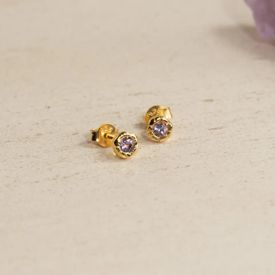 Sisi Copenhagen Selene Purple Amethyst ørestikker forgyldt 1 par